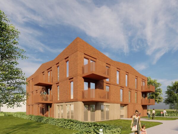 impressie van het ontwerp voor 15 appartementen in Ten Boer